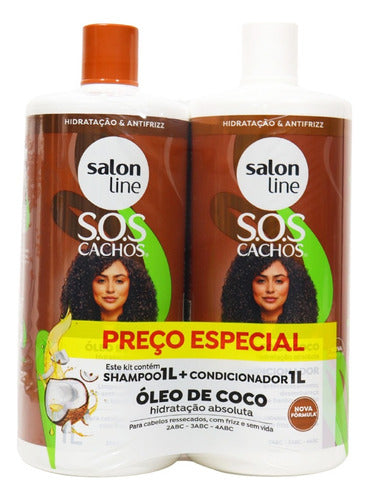 Kit Shampoo + Cond Sos Cachos Coco Salon Line 1 Litro
